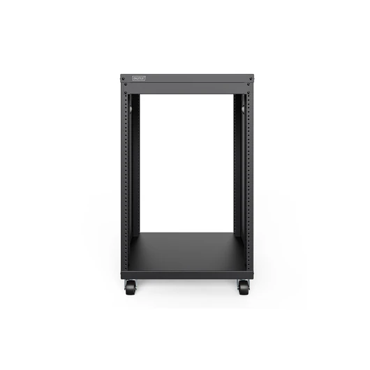 19 RACK MIT CASTORS 16HE BLACK 780X507X460MM TAPPED HOLES