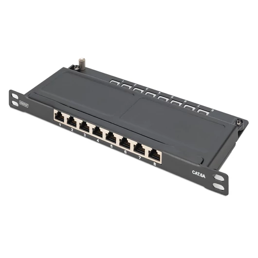 10IN 0.5HE CAT6A PATCHPANEL 8-P SHIELDED RACK MOUNT BLACK