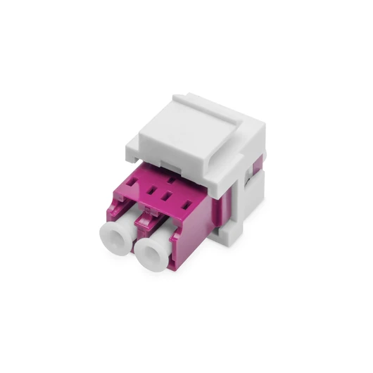 LWL LC/LC-DUPLEX-COUPLER MULTIM F KEYSTONEPANEL OM4 VIOLETFRAME