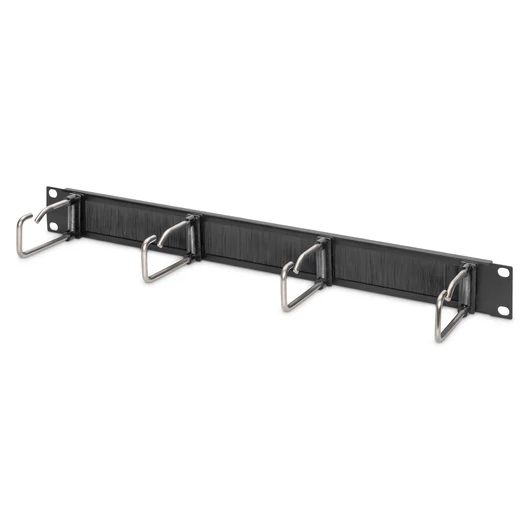 1U CABL MANAGMPANEL W/BRUSH 4X STEEL RINGS 40X75MM BLK RAL 9005
