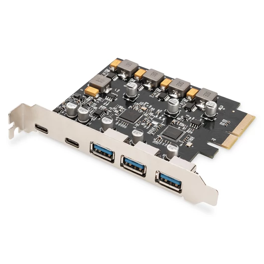 PCIE CARD 2X USB-C + 3X USB A 5X SUPERSPEED 10GBPS