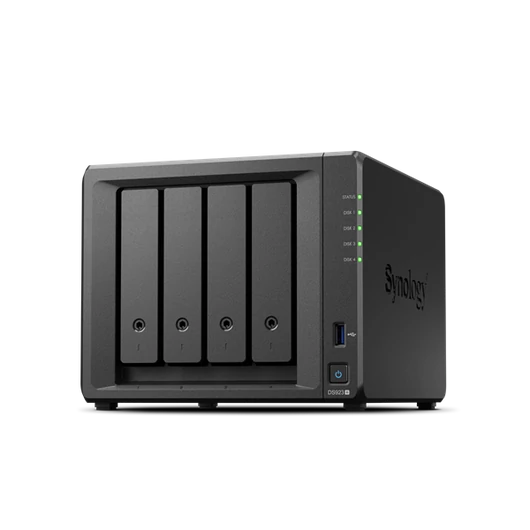 SYNOLOGY NAS 4 Fiókos AMD Ryzen R1600 2x2,6GHz, 4GB DDR4 ECC, 2x1GbE, 2xUSB3.2 - DS923+