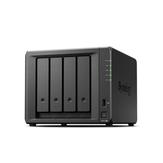 SYNOLOGY NAS 4 Fiókos DS923+ 4x4TB HDD-vel, AMD Ryzen R1600 2x2,6GHz, 4GB DDR4 ECC, 2x1GbE, 2xUSB3.2