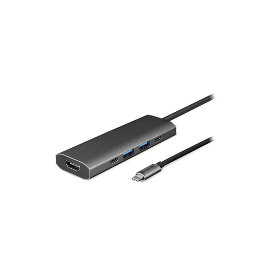 CHIEFTEC USB HUB 5-in-1, USB-C, 2xUSB-A, USB-C, HDMI, 80W USB-C Töltő port, fekete