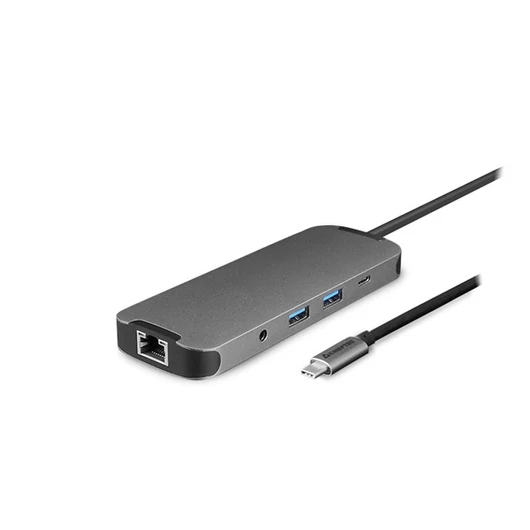 CHIEFTEC USB HUB 9-in-1, USB-C, 2xUSB-A, USB-C, HDMI, microSD / SD kártyaolvasó, Ethernet, 80W USB-C Töltő port, fekete