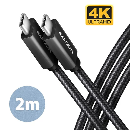 Axagon BUCM32-CM20AB Speed+ USB-C - USB-C adat- és töltőkábel 2m fekete