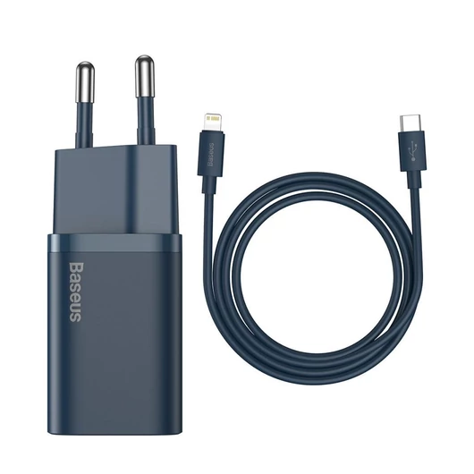 Baseus Super Si Quick Charger 1C 20W fali töltő,USB-C-villámkábellel, 1m,  kék (TZCCSUP-B03)