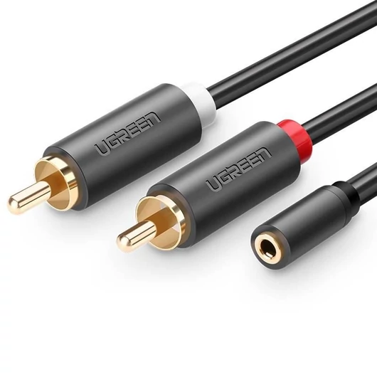 UGREEN AV102 Jack 3,5 mm-es anya - 2x RCA apa kábel 0.25m fekete (10561)