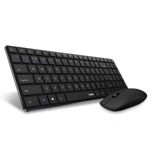 Rapoo 9300M vezeték nélküli (Bluetooth 3.0, 4.0 és 2.4 GHz) billentyűzet + optikai egér fekete (190832)