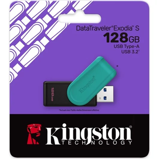 Kingston 128GB DataTraveler Exodia S USB-A 3.2 Gen1 pendrive fekete-türkiz