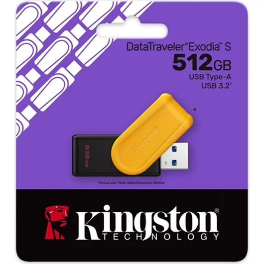Kingston 512GB DataTraveler Exodia S USB-A 3.2 Gen1 pendrive fekete-sárga