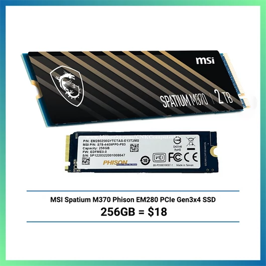 Phison EM280256GYTCTAS-E13T2MS 256GB NVME SSD