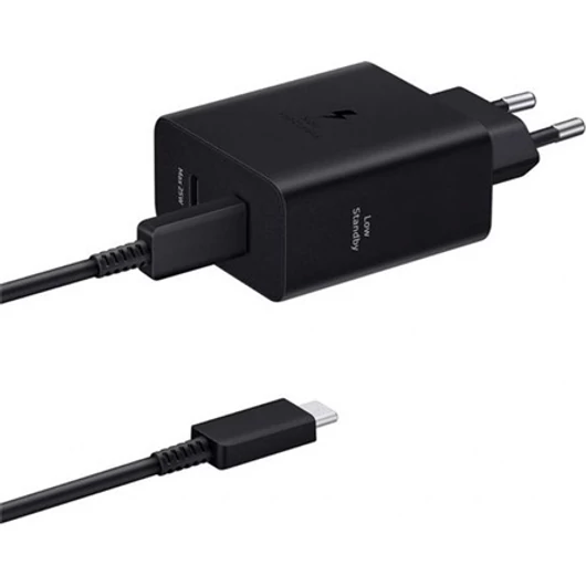 Samsung Power Duo 50W univerzális hálózati töltő adapter fekete USB-C kábellel
