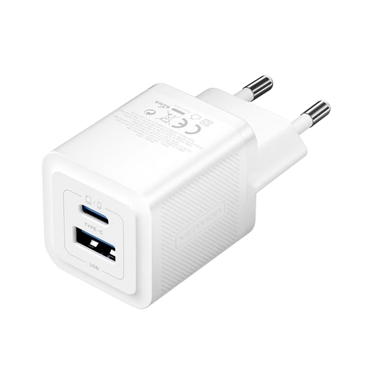 Vention USB-C+A (30W/30W, 2-portos, fehér, GaN), töltő
