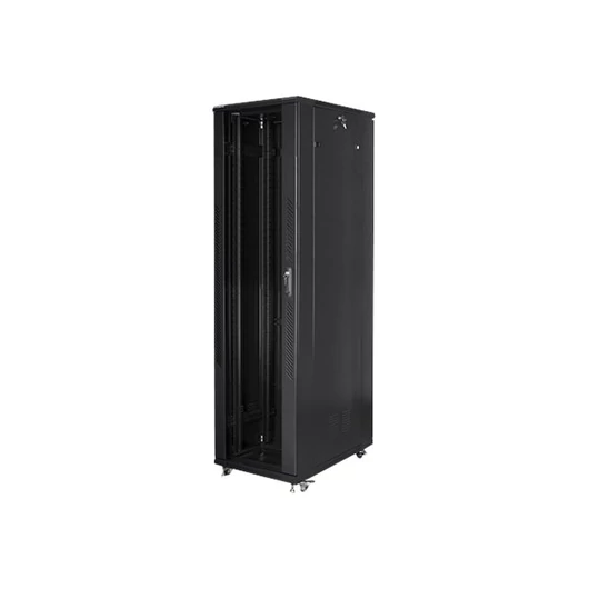LANBERG FF01-8047-12B Lanberg 19 szabadonálló rack szekrény47U/800x1000mm fekete (üvegajtó)