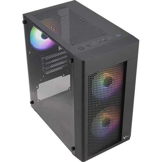Formula Számítógépház - FG-01M FR (fekete, ablakos, 3x12cm FRGB venti, mATX, 1xUSB3.0, 2xUSB2.0)