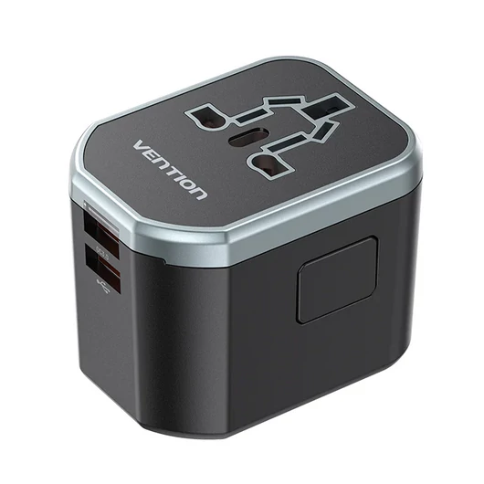 Vention USB-C+A+A (3port,20W/18W/18W, fekete,travel), töltő
