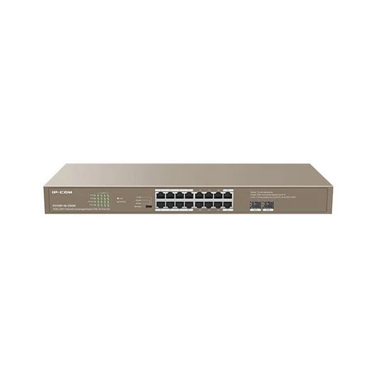 IP-COM Switch PoE - G1118P-16-250W (16x1Gbps; 2x SFP; 16 af / at PoE+ port; 230W, Rackbe szerelhető)