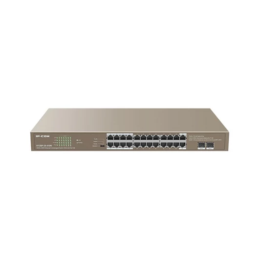 IP-COM Switch PoE - G1126P-24-410W (24x1Gbps; 2x SFP; 24 af / at PoE+ port; 370W, Rackbe szerelhető)