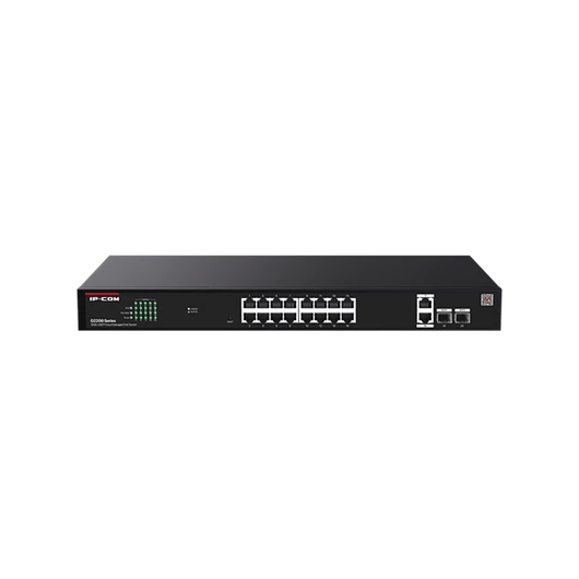 IP-COM Switch Menedzselhető PoE - G2220P-16-250W (16x1Gbps + 2x1Gbps Uplink + 2xSFP;  16af / at PoE+ port; 250W; rack)