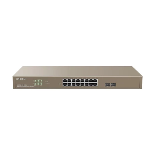 IP-COM Switch Vezérelhető PoE - G3318P-16-250W (16x1Gbps; 2x SFP; 16 af / at PoE+ port; 230W, Rackbe szerelhető)