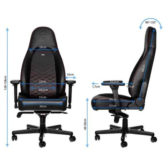 Gamer szék noblechairs ICON PU Bőr Fekete/Piros