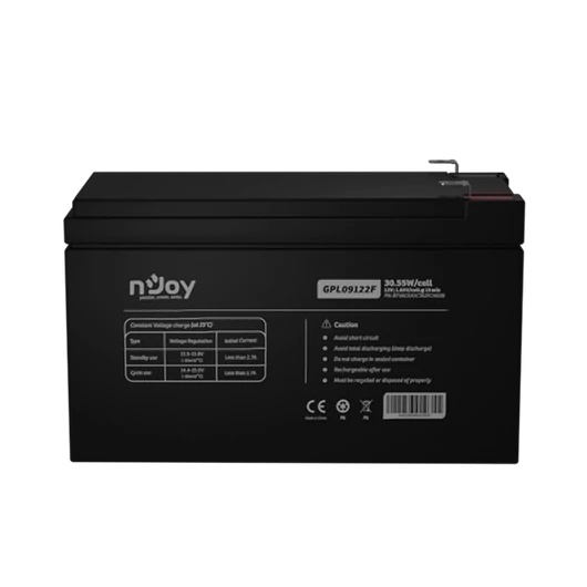NJOY Szünetmentes akkumulátor - GPL09122F (12V / 9Ah, Long-life, T2 / F2, zárt, gondozás mentes, AGM)