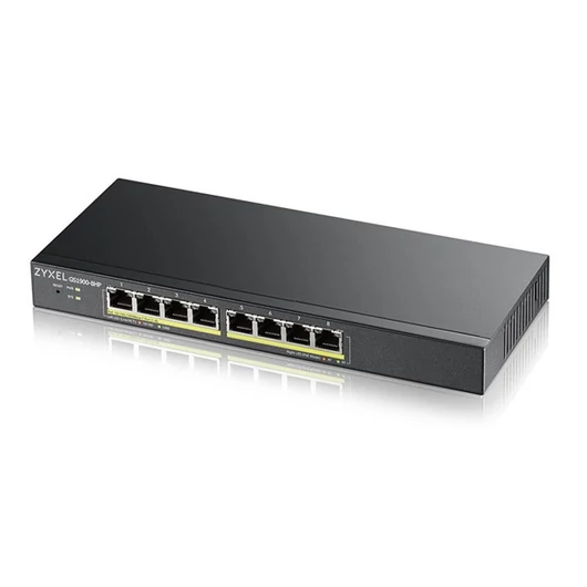 ZYXEL Switch 8x1000Mbps (8xPOE), Fémházas, Menedzselhető (8GbE port), GS1900-8HP-EU0103F