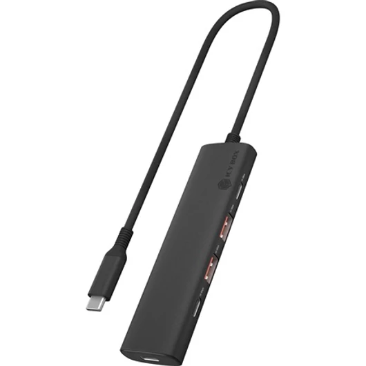 Raidsonic ICY BOX IB-HUB1437-CPD 4-portos USB-A 3.2 Gen2 hub fekete PD 100W