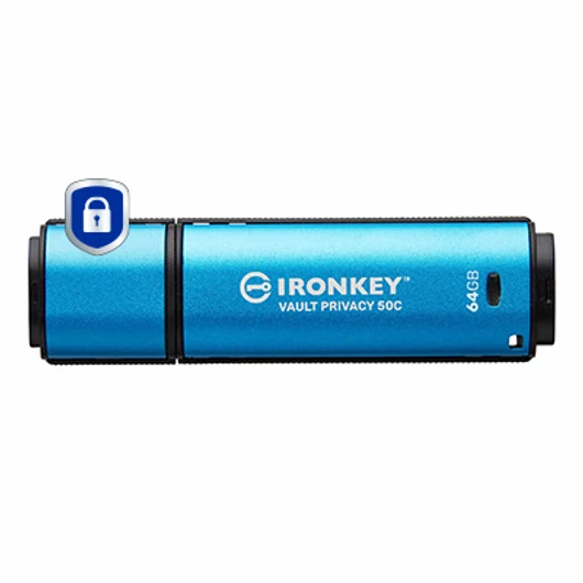 64GB USB-C IRONKEY VAULT P 50C AES-256 ENCRYPTED FIPS 197