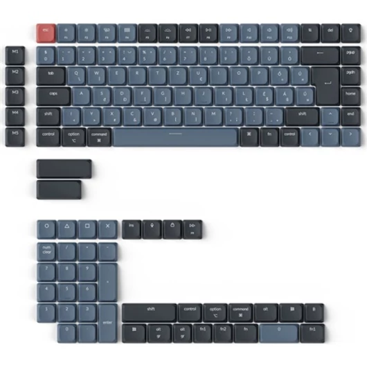 Keychron Low Profile ABS magyar billentyűsapka készlet fekete-szürke Version B