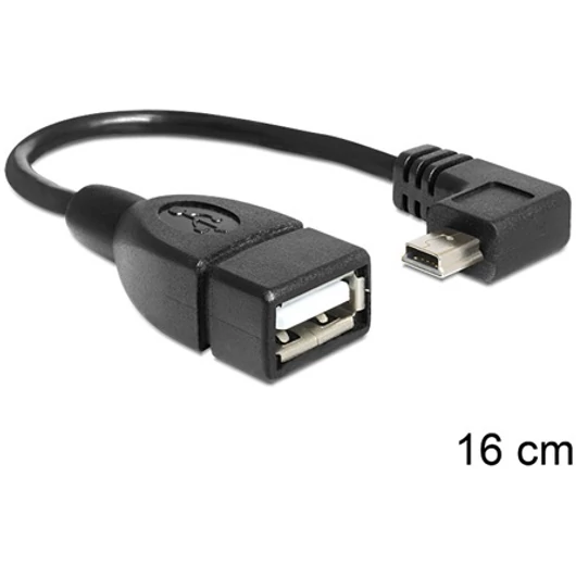 Delock USB mini B -> USB A M / F adatkábel 0.16m OTG 90° / egyenes