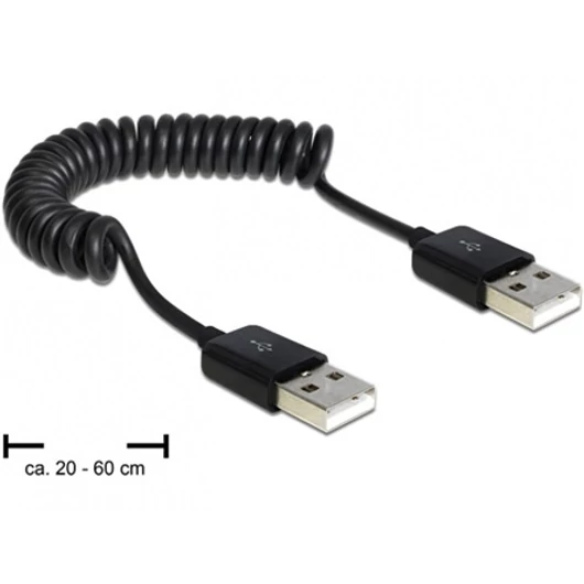 Delock USB 2.0 A M / M adatkábel 0.6m fekete flexibilis