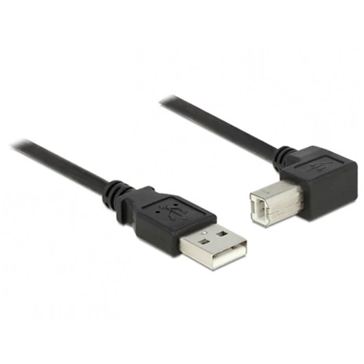 Delock USB A -> USB B M / M adatkábel 2m egyenes / 90° fekete