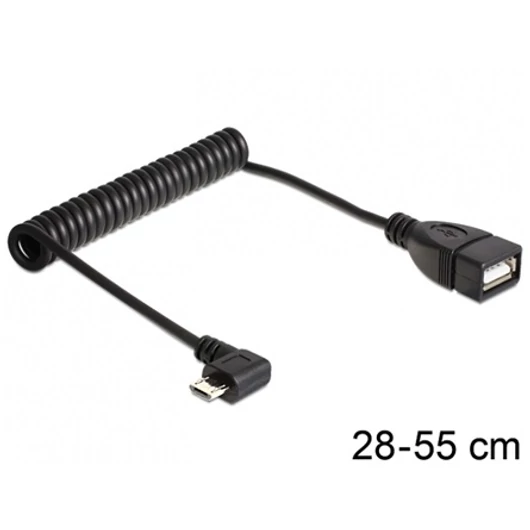 Delock USB 2.0 micro B -> USB 2.0 A M / F adatkábel 0.55m fekete flexibilis