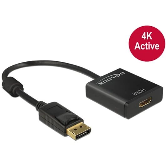 Delock Displayport 1.2 -> HDMI M / F adapter 0.2m 4K aktív fekete