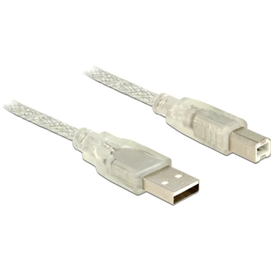 Delock USB A -> USB B M / M adatkábel 1m átlátszó