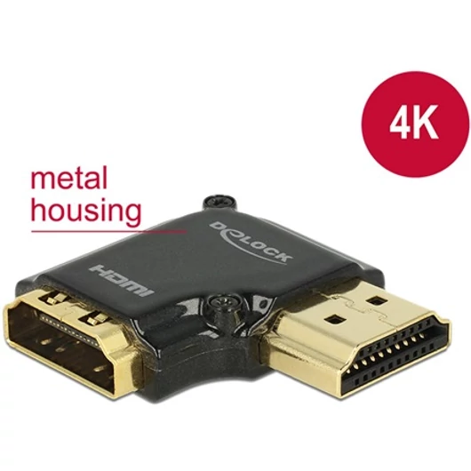 Delock HDMI 1.4 M / F adapter fekete 4k, 90°jobb