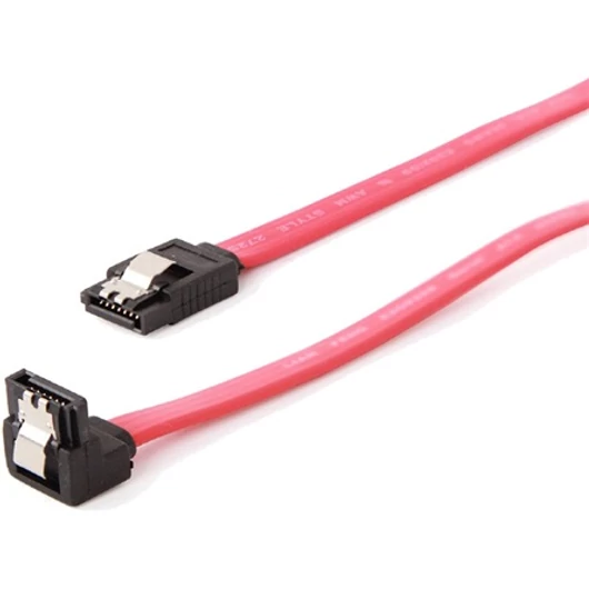Gembird SATA 3 F / F adatkábel 0.3m piros egyenes / 90° le, metal clips