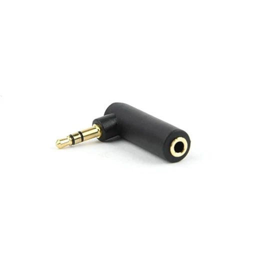 Gembird Jack stereo 3,5mm M / F adapter fekete 90°