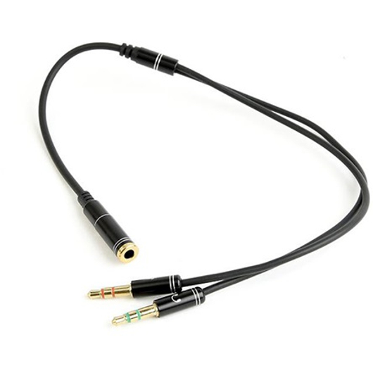 Gembird 2db Jack stereo 3,5mm -> Jack stereo 3,5mm (4pin) M / F adapter 0.1m fekete