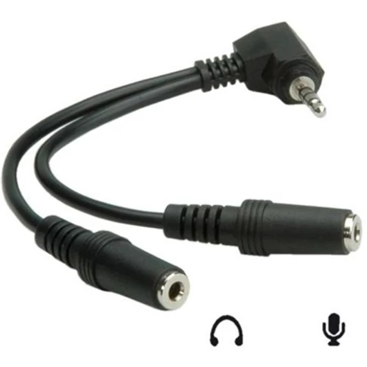 Roline Jack stereo 3,5mm (4pin) -> 2db Jack stereo 3,5mm M / F audio kábel 0.15m fekete