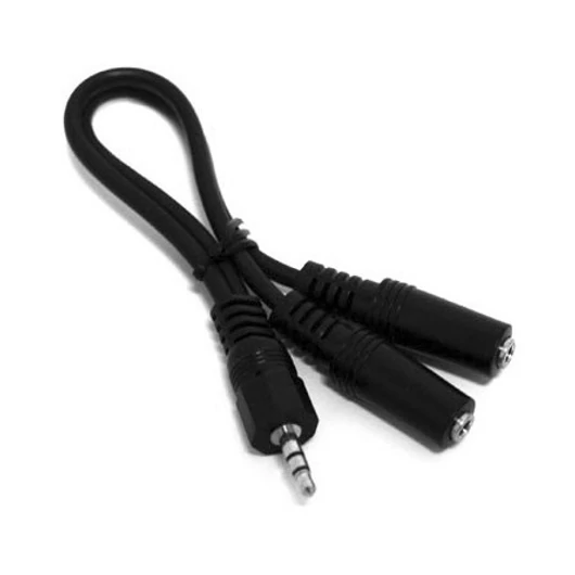 OEM Jack stereo 3,5mm -> 2db Jack stereo 3,5mm M / F audio kábel 0.2m fekete