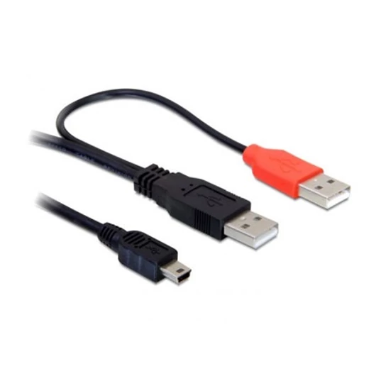 Delock 2 USB A -> USB mini B 5pin M / M adatkábel 1m fekete