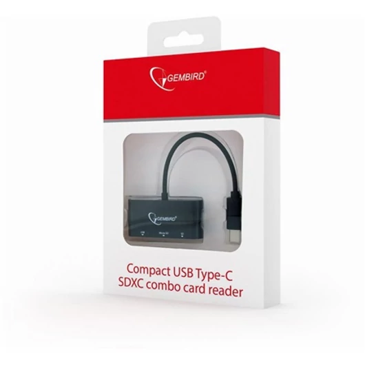 Gembird USB-C SD / microSD kártyaolvasó fekete