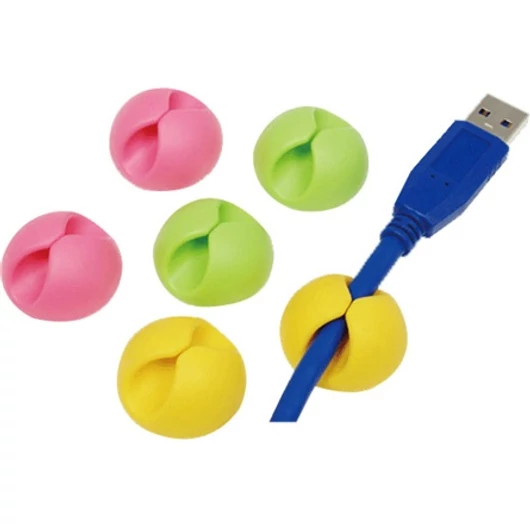 Logilink asztali kábelrendező (6db / cs, zöld sárga, pink)