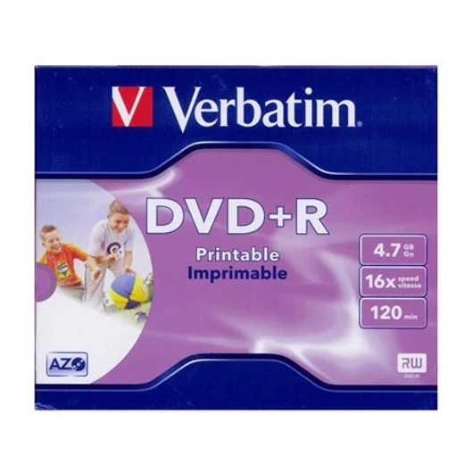 Verbatim DVD + R írható DVD lemez 4,7GB matt nyomtatható normál tok