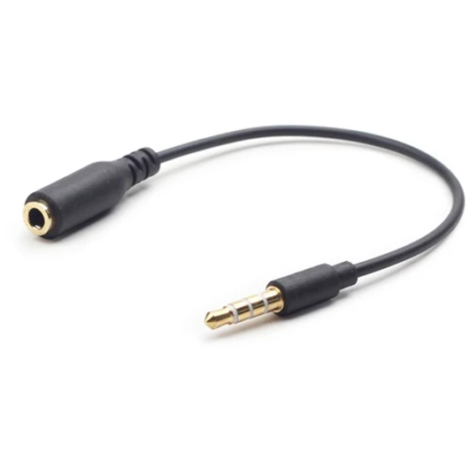 Gembird Jack stereo 3,5mm (4pin) M / F adapter 0.18m cross-over fekete