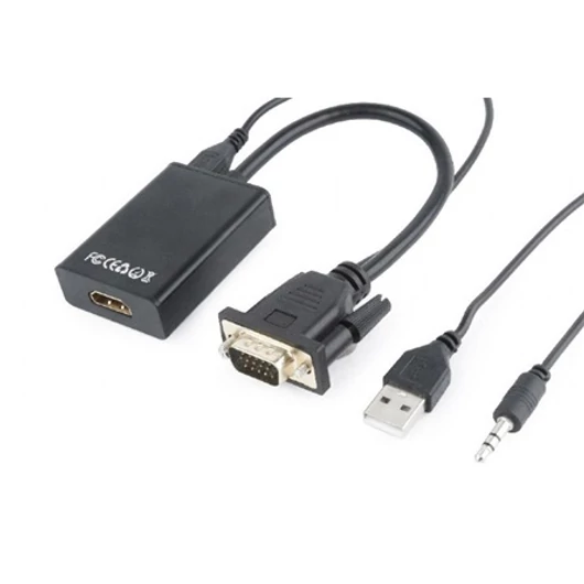 Gembird VGA Jack stereo 3,5mm -> HDMI M / F adapter 0.15m fekete