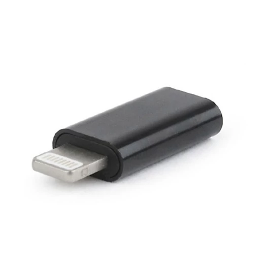 Gembird Lightning -> USB Type-C M / F adapter fekete